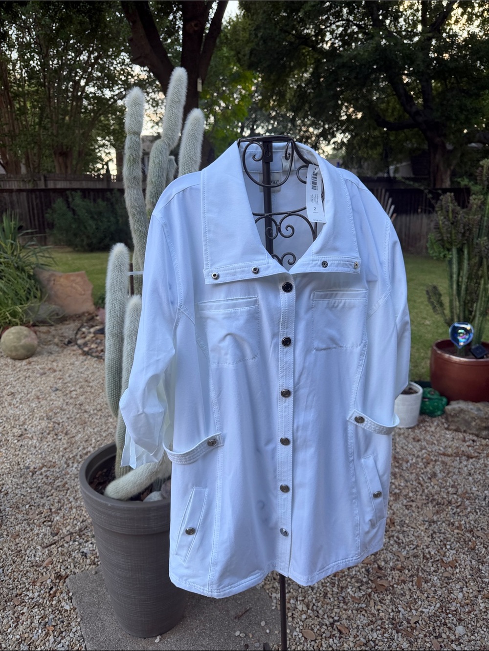 Chico’sWhite Utility Jacket with Snap Front by Zenergy by Chicos